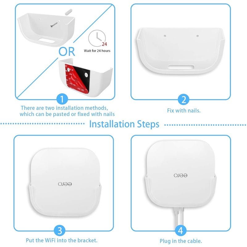 Huafly 𝗛𝘂𝗮𝗳𝗹𝘆 2Pcs Screwless Wall Mount Bracket for Eero Pro 6 WiFi, VHB Stick On Holder, Strong Adhesive Holder, No Tools No Drilling No Hole - Image 4